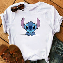 Load image into Gallery viewer, Women's Fashion T-Shirt Lilo Stitch Harajuku Kawaii Tshirts Lovely Cartoon Female Printed Casual T Shirt Cute  Casual Tops