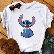 Load image into Gallery viewer, Women's Fashion T-Shirt Lilo Stitch Harajuku Kawaii Tshirts Lovely Cartoon Female Printed Casual T Shirt Cute  Casual Tops